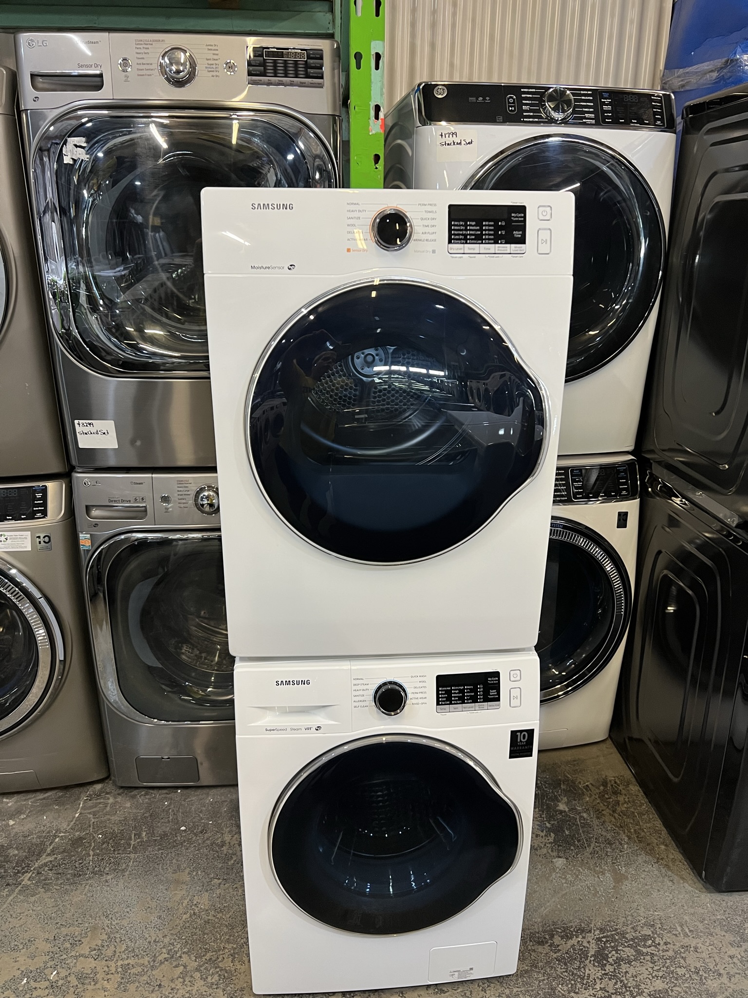 White Samsung Compact Front Load Washer/Dryer Set
